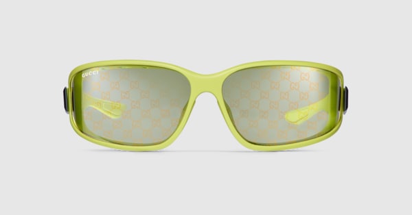Rectangular frame sunglasses in acid green | GUCCI® US