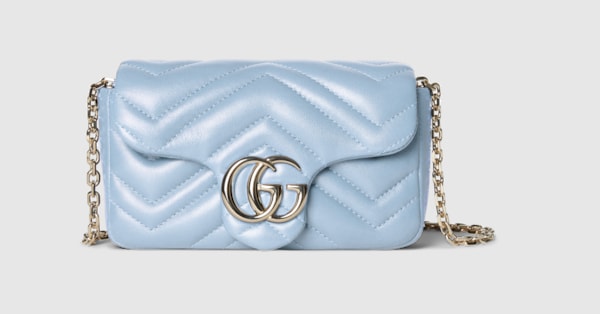 GUCCI フローラ　ミラー　水色　マーモント GG Marmont mini shoulder bag in light blue leather | GUCCI® US