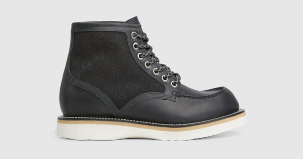 メンズ レースアップ アンクルブーツ ・ブラック レザー | GUCCI公式