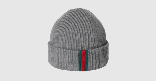 Wool hat with Web in grey | GUCCI® US