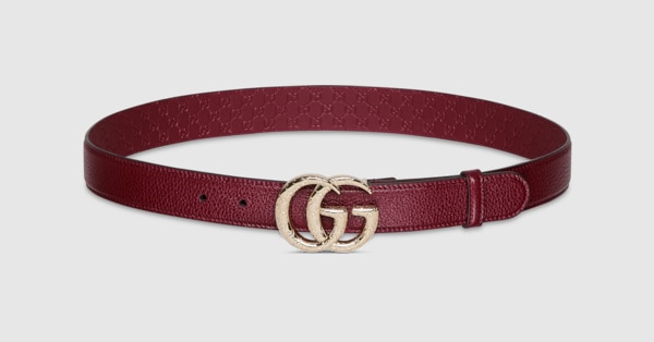 ベルト GUCCI Rosso Ancora thin belt with half buckle GG Marmont thin belt in Rosso Ancora red leather | GUCCI® US