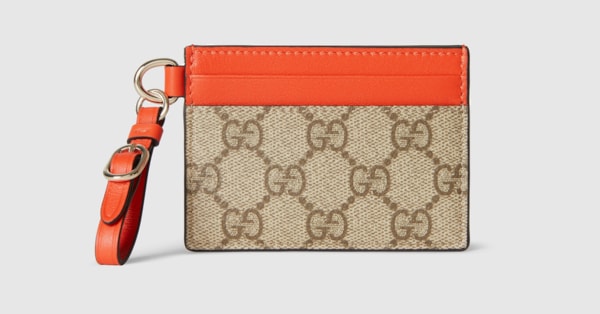 25新作 グッチ GGエンブレム ジップ カードケース ファブリック GG Emblem zip card case in beige and dark brown fabric