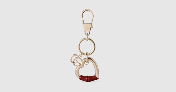 Gucci★素敵！Heart Leather Guccissima Key Charm Gucci Guccissima Heart Keychain - Pink Keychains