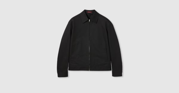 Cotton twill jacket with Web detail in black | GUCCI® AE