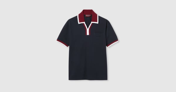 コットンピケ ポロTシャツネイビー | GUCCI公式