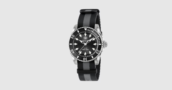 Gucci Dive watch, 40mm in black and grey nylon | GUCCI® US