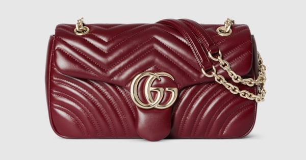 GG Marmont medium shoulder bag in Rosso Ancora red leather | GUCCI® US