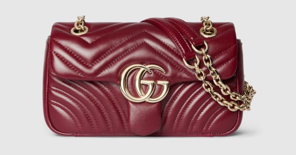GG Marmont small shoulder bag in Rosso Ancora red leather | GUCCI® US