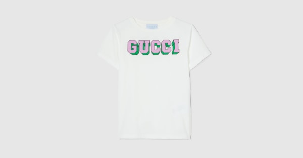 チルドレンズ〕プリント コットン Tシャツ ・ホワイト | GUCCI公式