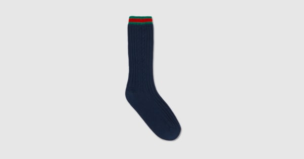 Children's cotton socks with Web in dark blue | GUCCI® US