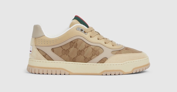 Men's Gucci Re-Web sneaker in beige and dark brown GG nylon