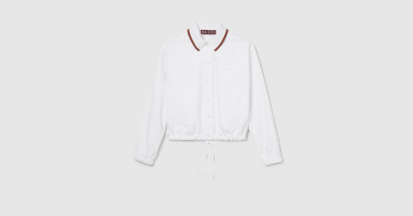 新作♪【GUCCI】ドローストリング付リネン＆コットン トップス ドローストリング コットンポプリン シャツホワイト | GUCCI公式