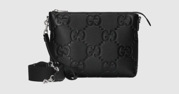 GG jumbo medium crossbody bag in black leather | GUCCI® US