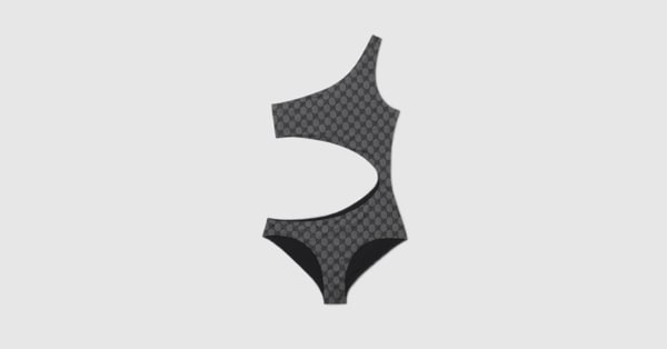 Printed GG stretch jersey swimsuit in black | GUCCI® US