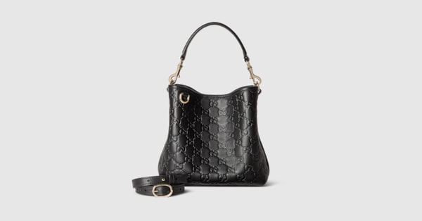 【GUCCI】GGエンブレム スモール バケットバッグ ブラック GGエンブレム〕スモール バケットバッグブラック レザー | GUCCI公式