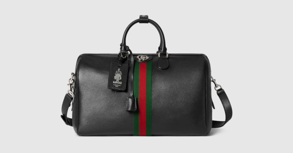 Gucci Savoy〕ミディアム ダッフルバッグブラック レザー