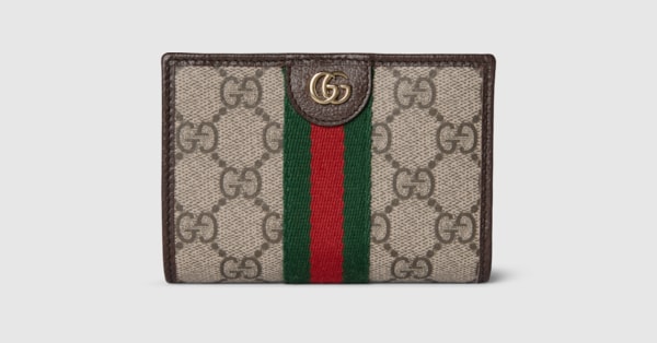 Ophidia small wallet in beige and brown GG Supreme | GUCCI® SG