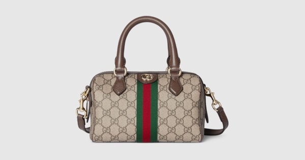 オフィディア〕スモール ボストンバッグ ・ベージュ＆ブラウン GG