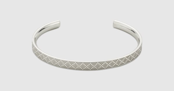 GUCCI ディアマンテ ガンメタ 喜平ブレスレット グッチ ディアマンテ〕カフブレスレットスターリングシルバー