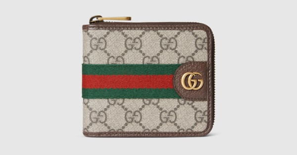 Ophidia coin wallet in beige and dark brown fabric | GUCCI® CA