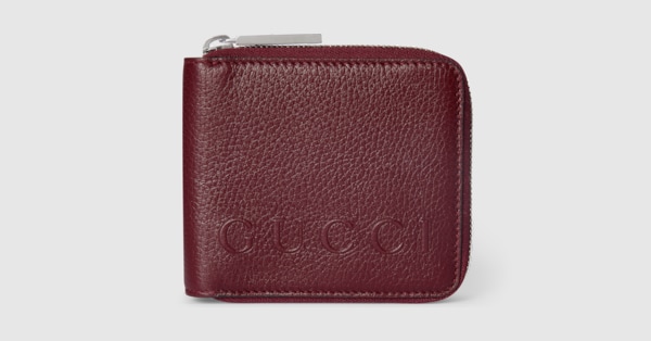 Zip coin wallet with logo in rosso ancora red leather