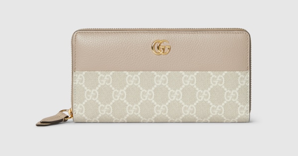 ダブルG バイカラー ジップアラウンドウォレット ・ベージュ