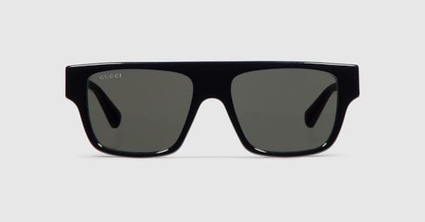 Rectangular frame sunglasses in black | GUCCI® US