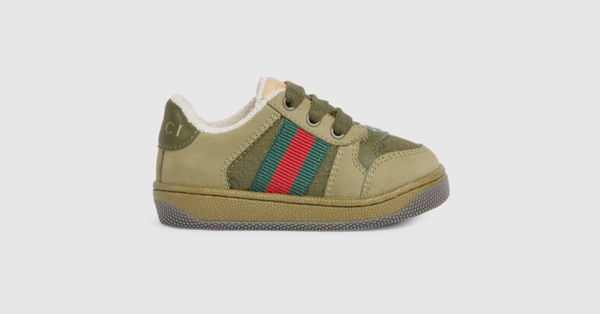 Toddler Screener sneaker in green suede | GUCCI® US