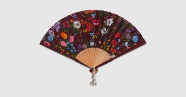 小号花卉印花扇子in 古驰安可拉红| GUCCI® GR