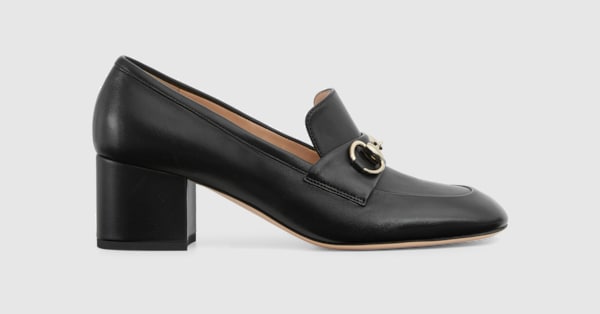 美品 24.5cm相当 GUCCI ホースビット パンプス 黒 レザー イタリア ホースビット付き ウィメンズ ローファーパンプス ・ブラック