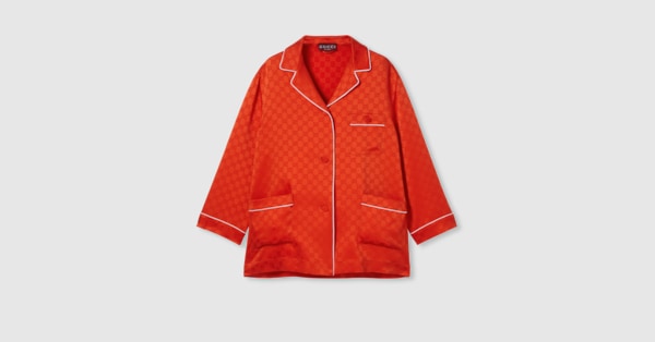 Tシャツ・カットソー GUCCI FW25 Orange satin shirt (836310ZAQKJ 7481) GG satin shirt in bright orange | GUCCI® US
