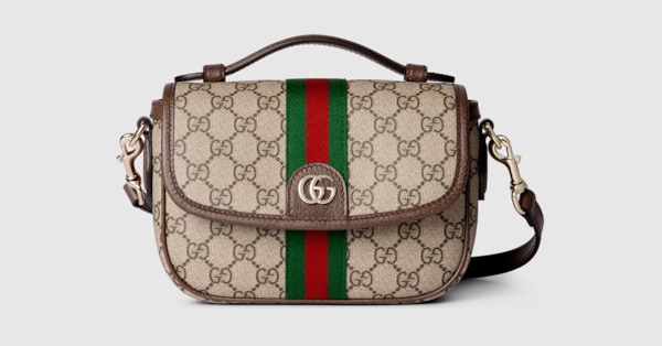Ophidia small top handle bag in beige and brown GG fabric | GUCCI® US