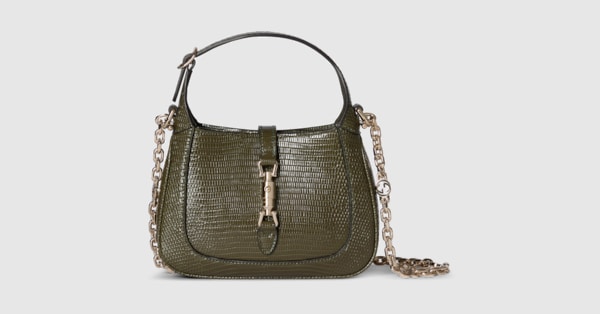 Jackie 1961 lizard mini bag in forest green leather | GUCCI® US