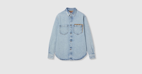 シャツ WONDER Chemical Washing Denim Shirt (2color) SPOKE Denim Shirt- Rinse Wash Custom Fit Shirt - SPOKE