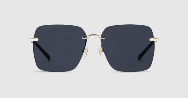 Specialized fit square sunglasses in light gold | GUCCI® US