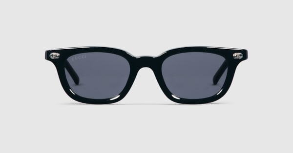 Oval frame sunglasses in black | GUCCI® US
