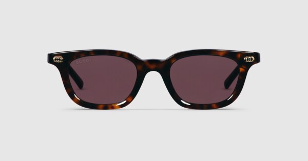 Oval frame sunglasses in dark tortoiseshell | GUCCI® US