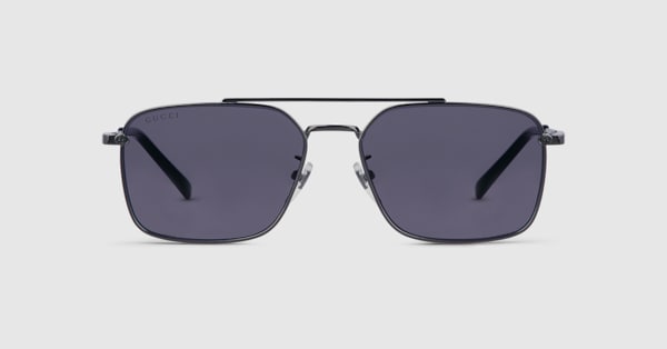 Specialized fit rectangular sunglasses in dark ruthenium | GUCCI® US