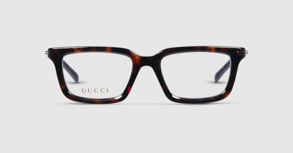 Rectangular optical frame in dark brown tortoiseshell | GUCCI® US