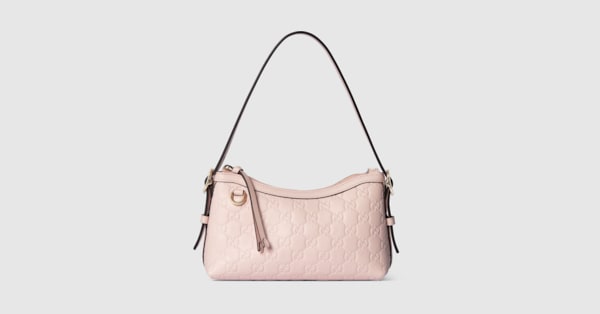 新色発売♪【GUCCI】〔GGエンブレム〕スモール ショルダーバッグ GGエンブレム〕スモール ショルダーバッグピンク GGレザー