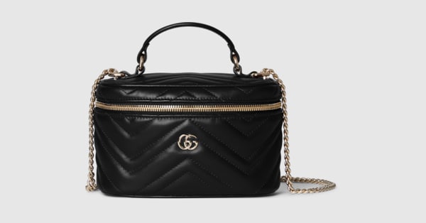 GGマーモント〕ミニ バニティバッグ ・ブラック レザー | GUCCI公式