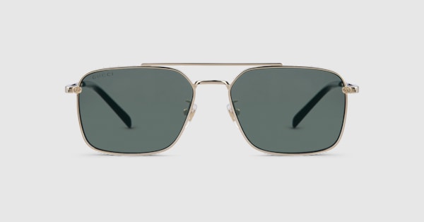 Specialized fit rectangular sunglasses in light gold | GUCCI® US
