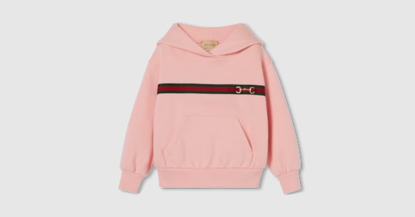 Children's cotton sweatshirt with Web in pink | GUCCI® US