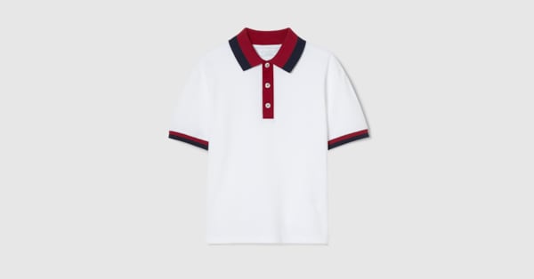 Children's cotton polo shirt in white | GUCCI® US