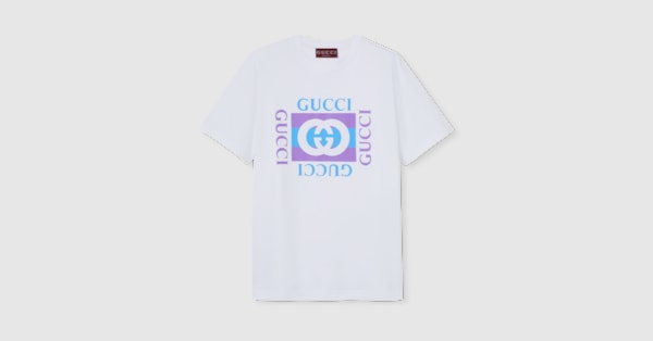 新作【GUCCI】コットンジャージー プリント Tシャツ、ホワイト コットンジャージー プリント Tシャツホワイト | GUCCI公式
