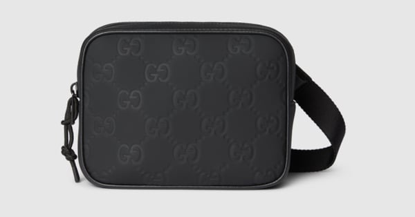 グッチ エッジ〕ミニバッグブラック GG マット ファブリック
