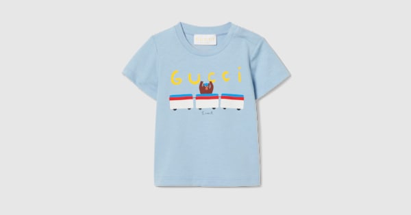 専用　グッチ　キッズ　服〔ベビー〕GUCCI ロゴ プリント コットン ワ ベビー〕プリント コットン Tシャツ ・ライトブルー | GUCCI公式