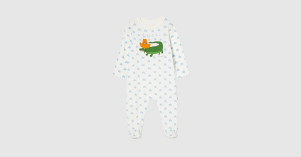 Baby printed one-piece in white | GUCCI® CA