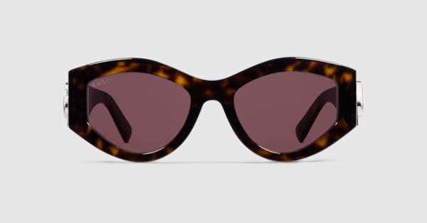 Oval frame sunglasses in dark tortoiseshell GUCCI® SI - Main Image