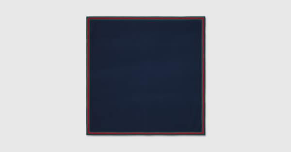 ★新品未使用★ラッピング★ GUCCI ウェブストライプ付きコットンブランケット ベビー〕ウェブ ストライプ付き コットン ブランケット ・ブルー